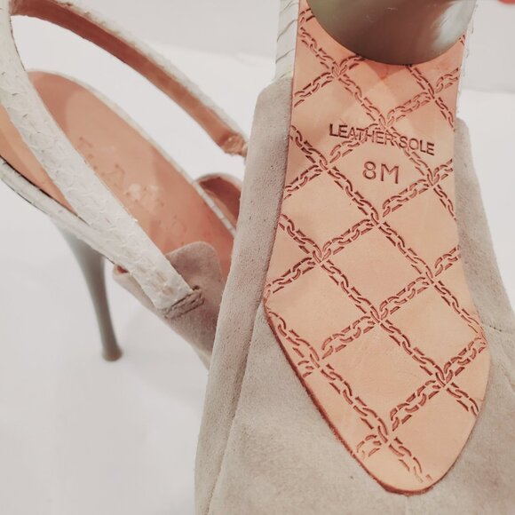 L.A.M.B Beige Suede Platform Heels - Picture 5 of 5